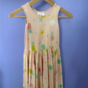 Dot Dot Smile Pineapple Print Dress - Pink and Green